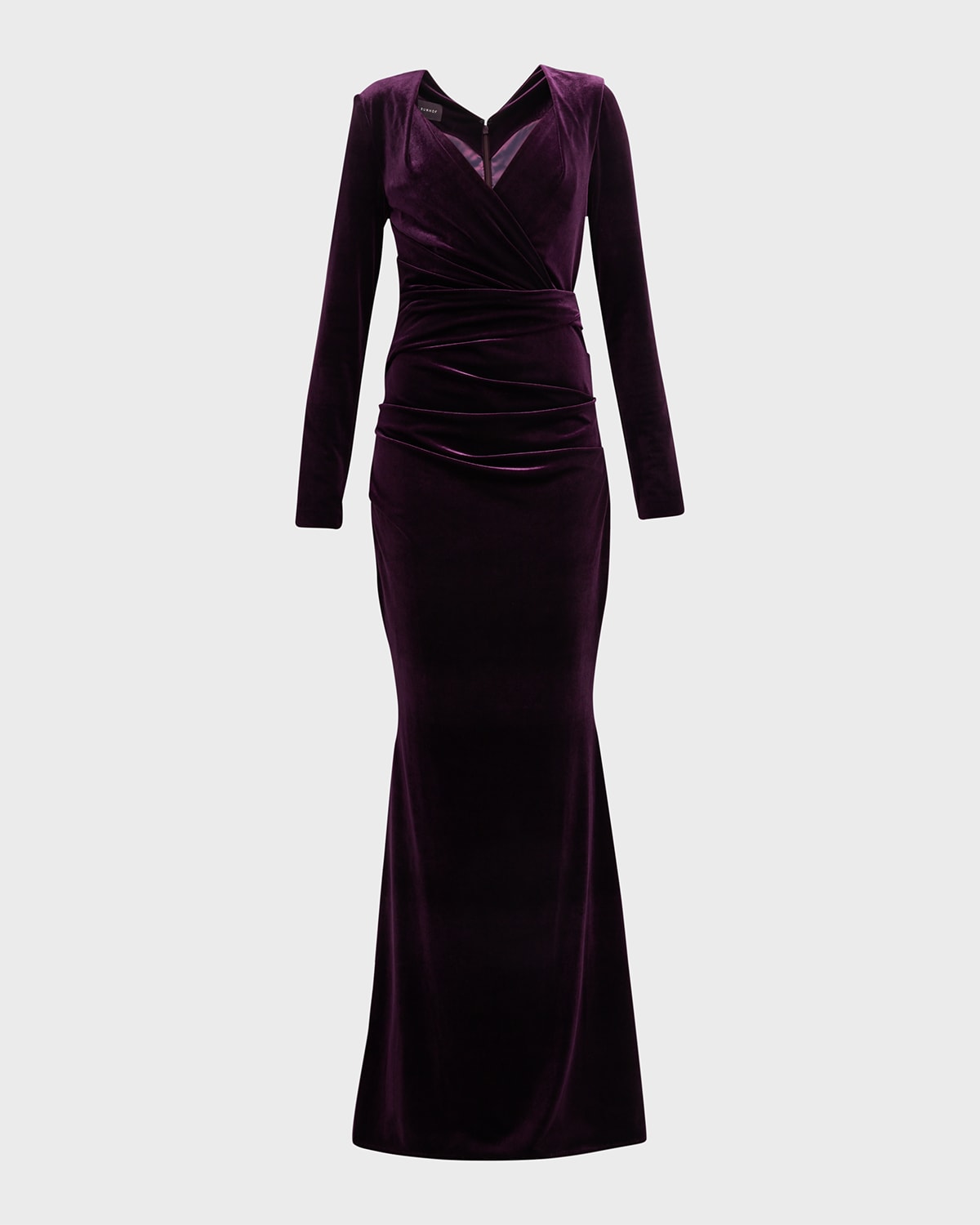 Talbot Runhof LongSleeve Mock Wrap Crepe Gown Neiman Marcus