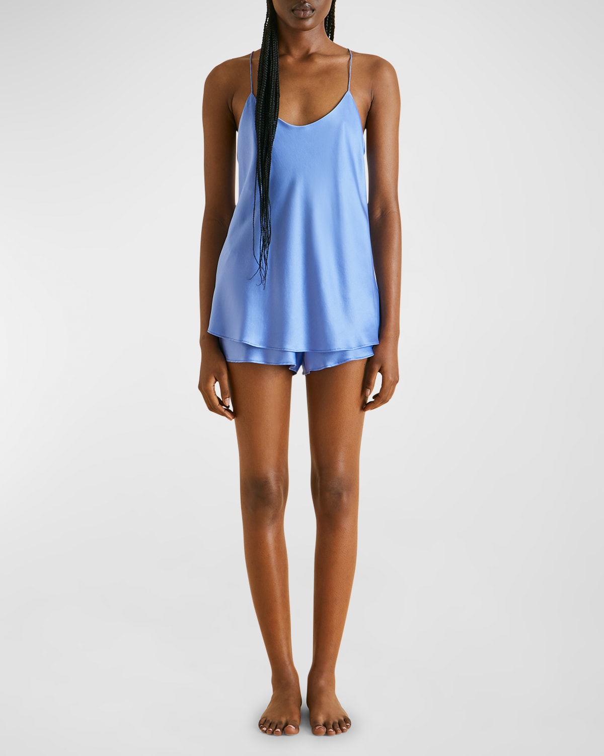 Olivia Von Halle Alba Bird-Print Silk Pajama Set | Neiman Marcus