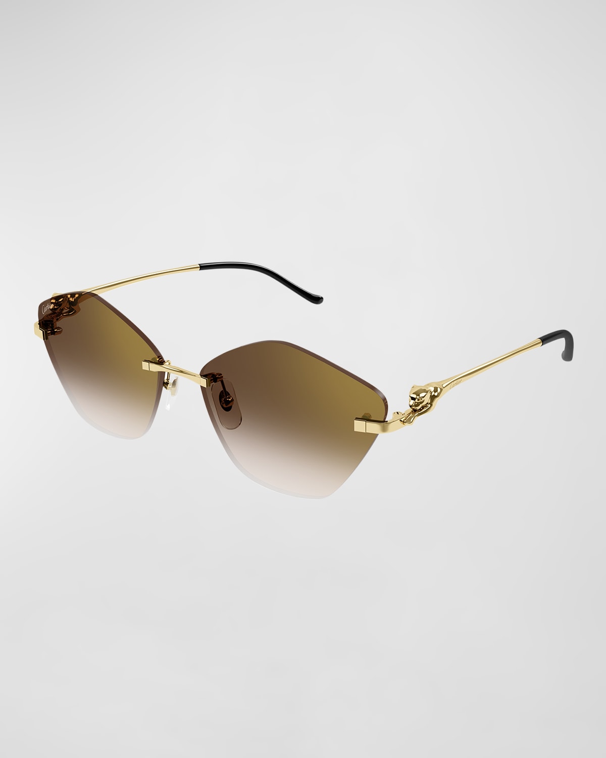 Cartier Rimless Panther Metal Alloy Cat-Eye Sunglasses | Neiman Marcus