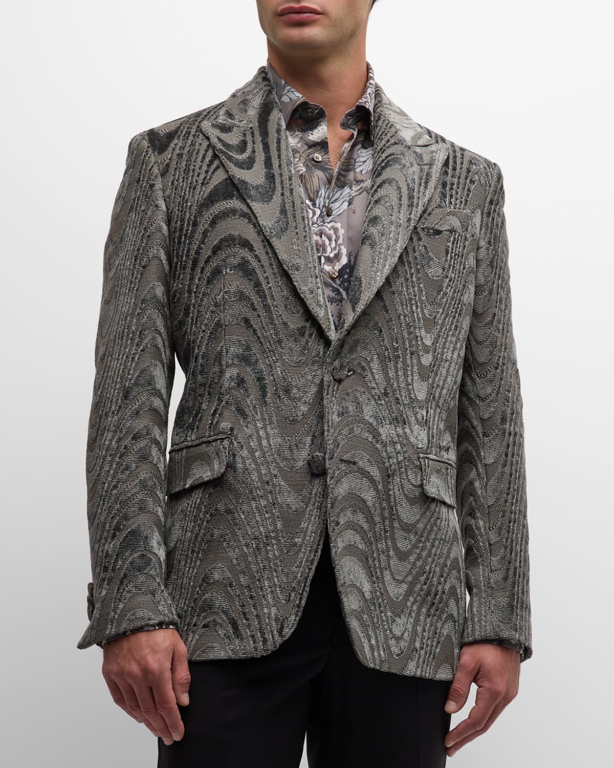 Etro Men's Velvet Jacquard Tuxedo Jacket | Neiman Marcus