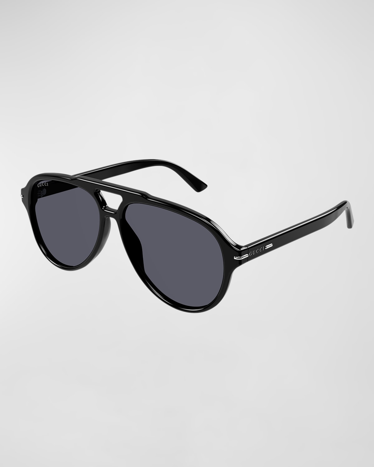 Gucci Men's Double Bridge Metal Aviator Sunglasses | Neiman Marcus