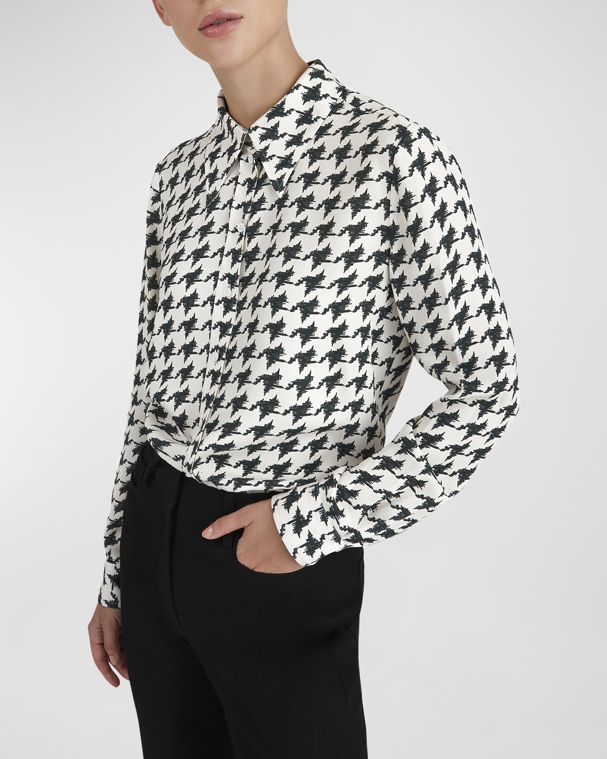 Judith & Charles Ronel Floral-Print Button-Down Blouse | Neiman Marcus