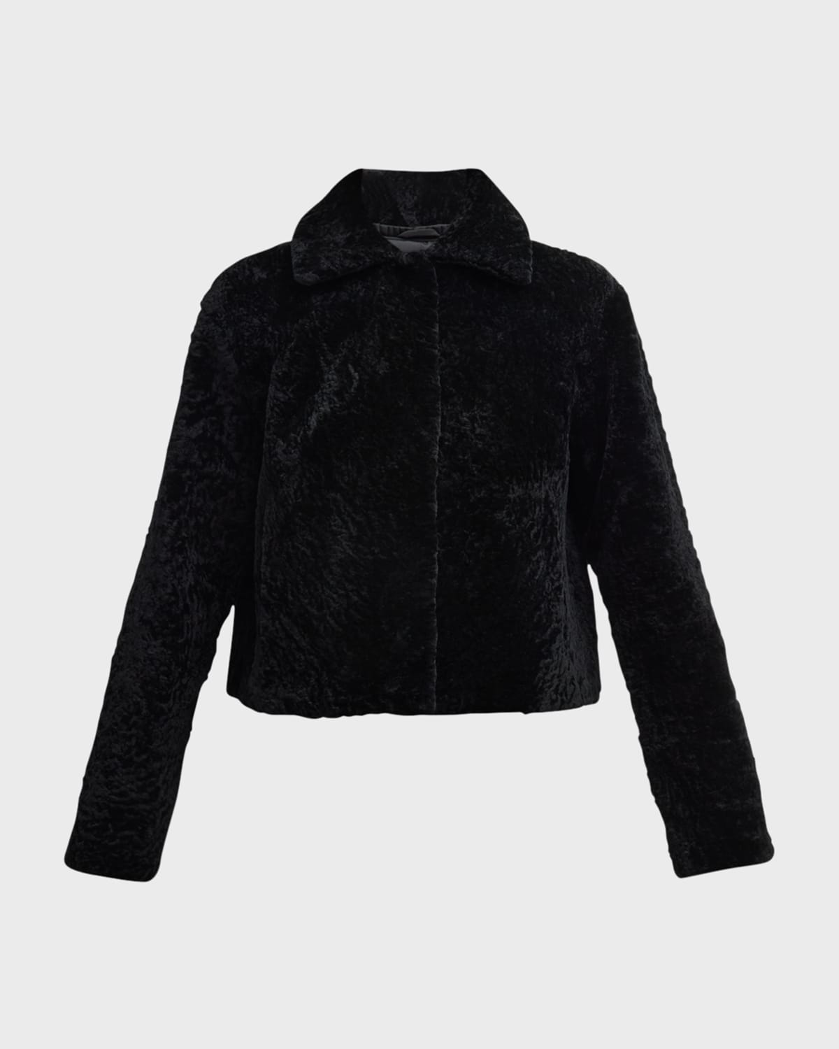 Gorski Reversible Shearling Lamb LogoIntarsia Zip Jacket Neiman Marcus