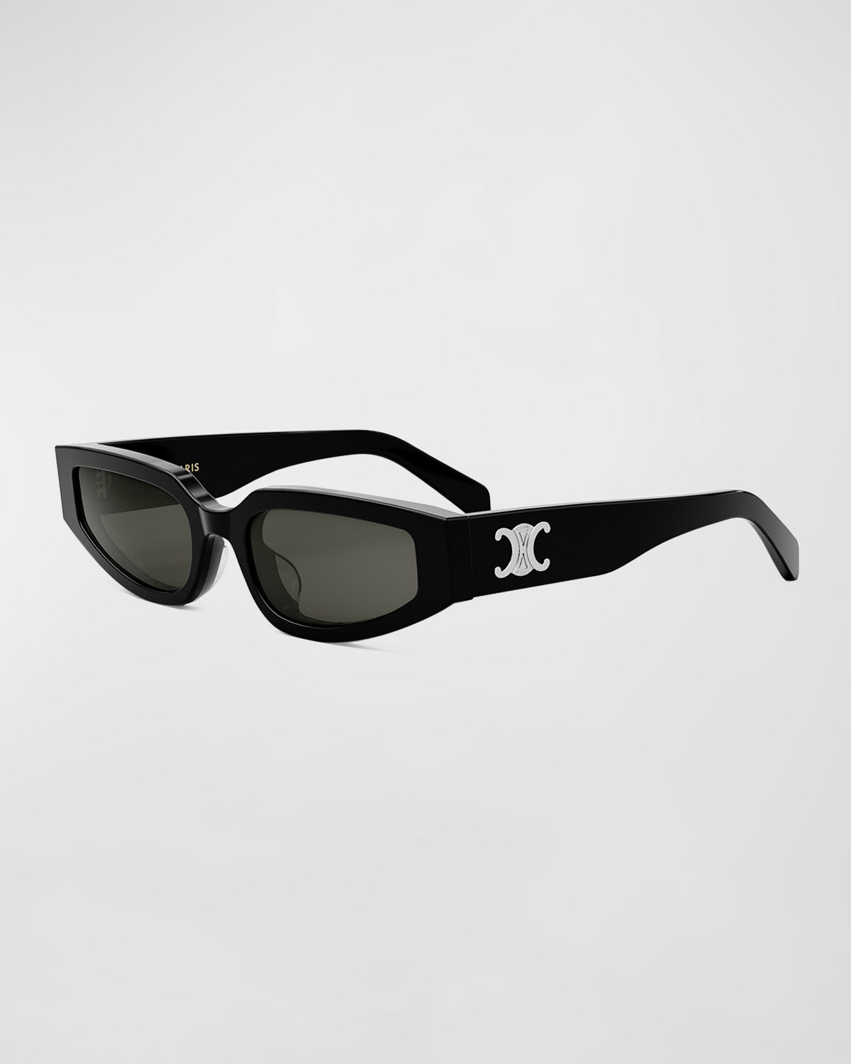 Celine Triomphe Sleek White Acetate Cat-Eye Sunglasses | Neiman Marcus