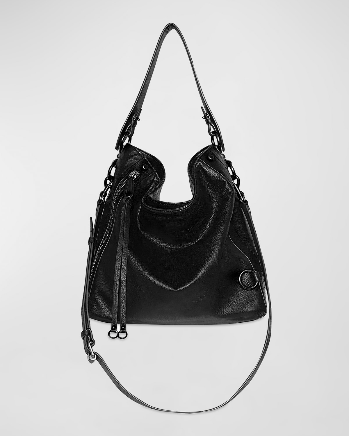Valentino Garavani Rockstuds Zip Leather Hobo bag | Neiman Marcus