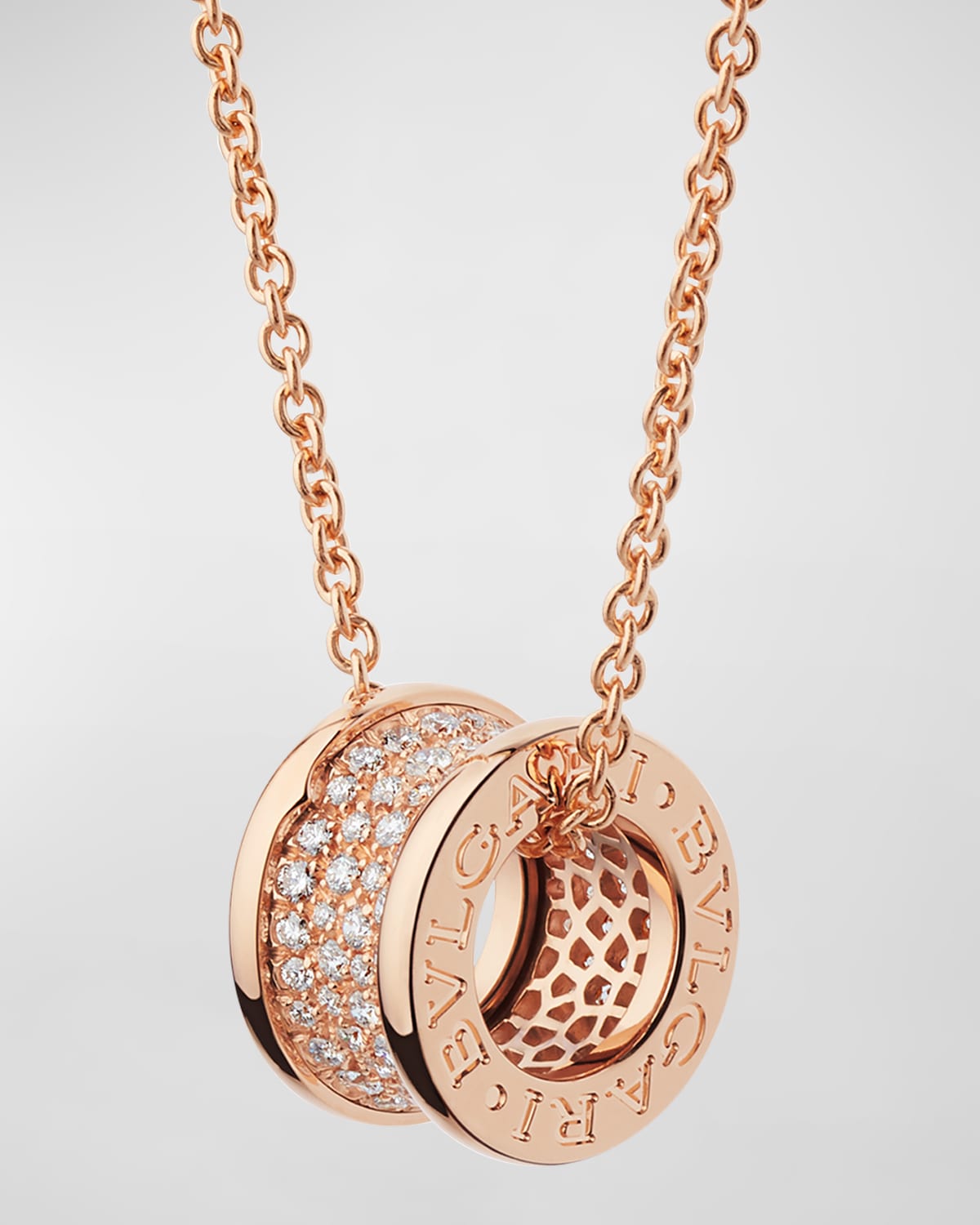 BVLGARI B.Zero1 18k Rose Gold Necklace With Diamonds | Neiman Marcus