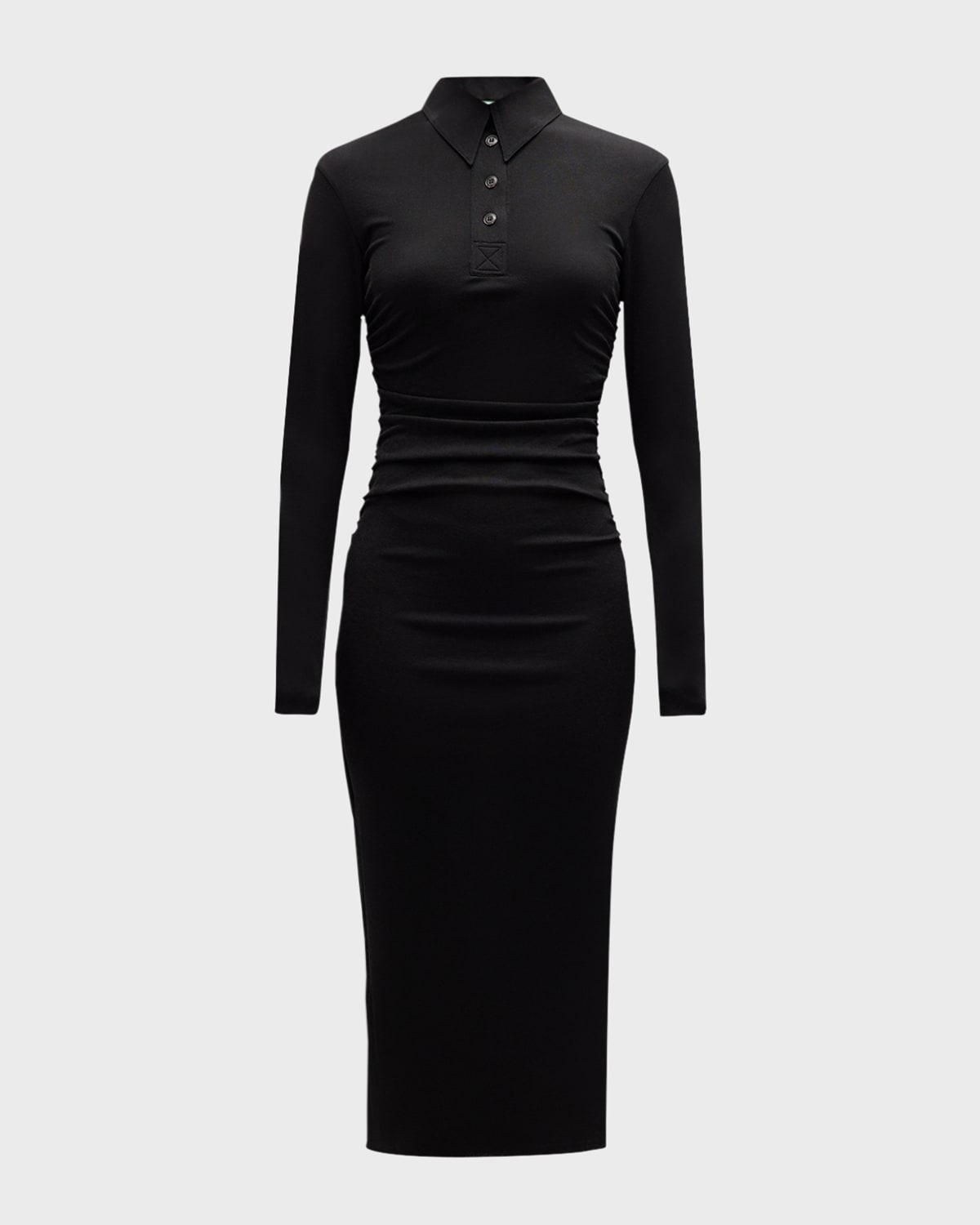 verity long-sleeve knit polo midi dress