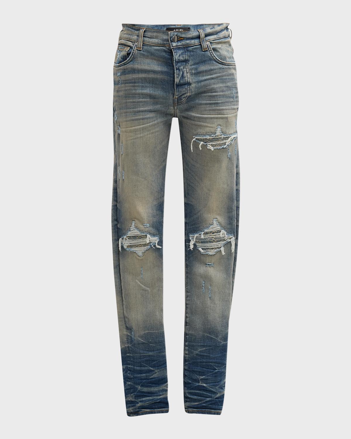 Amiri Men's MX1 Bandana Jacquard Patch Jeans | Neiman Marcus