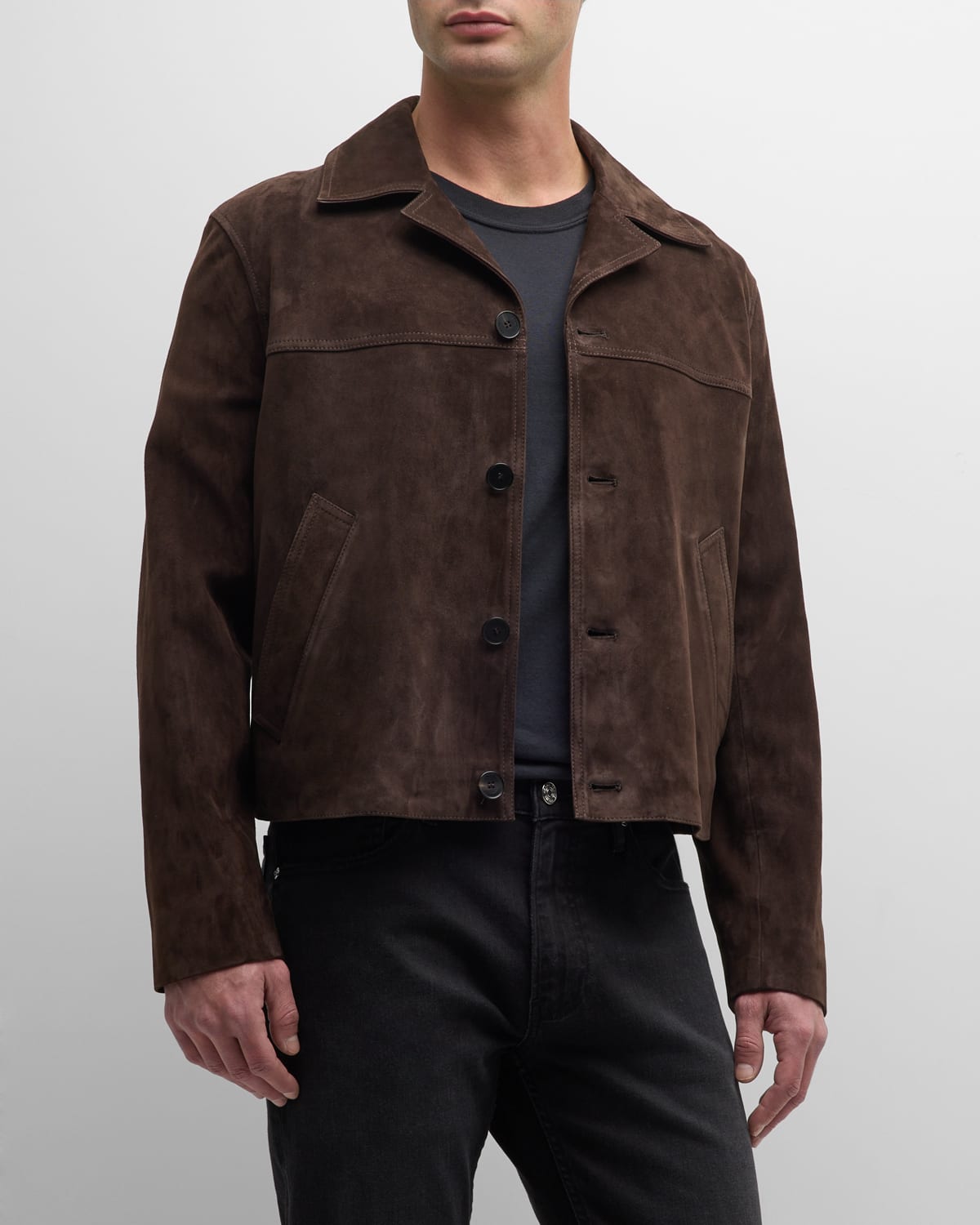 FRAME Men's Retro Suede Jacket | Neiman Marcus