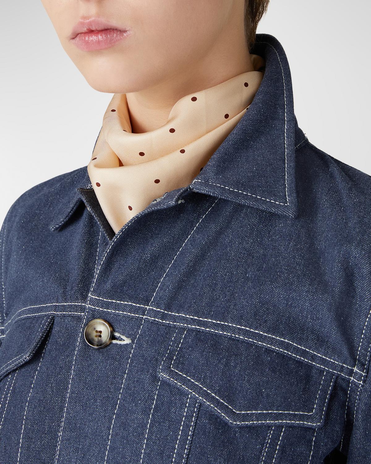 LOROPIANA 폴카 도트 삼각 실크 스카프