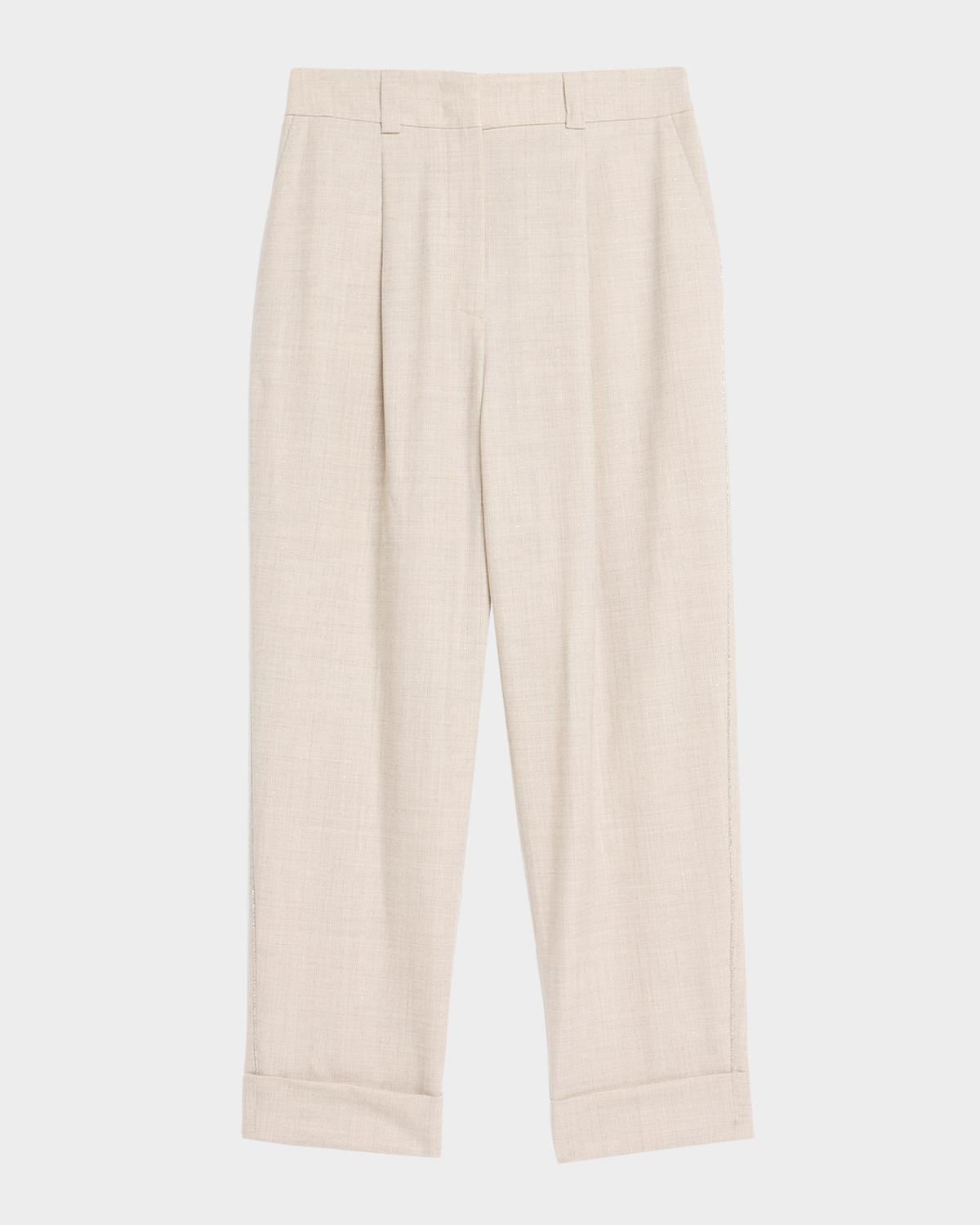 Pleated Tapered Ankle Pants