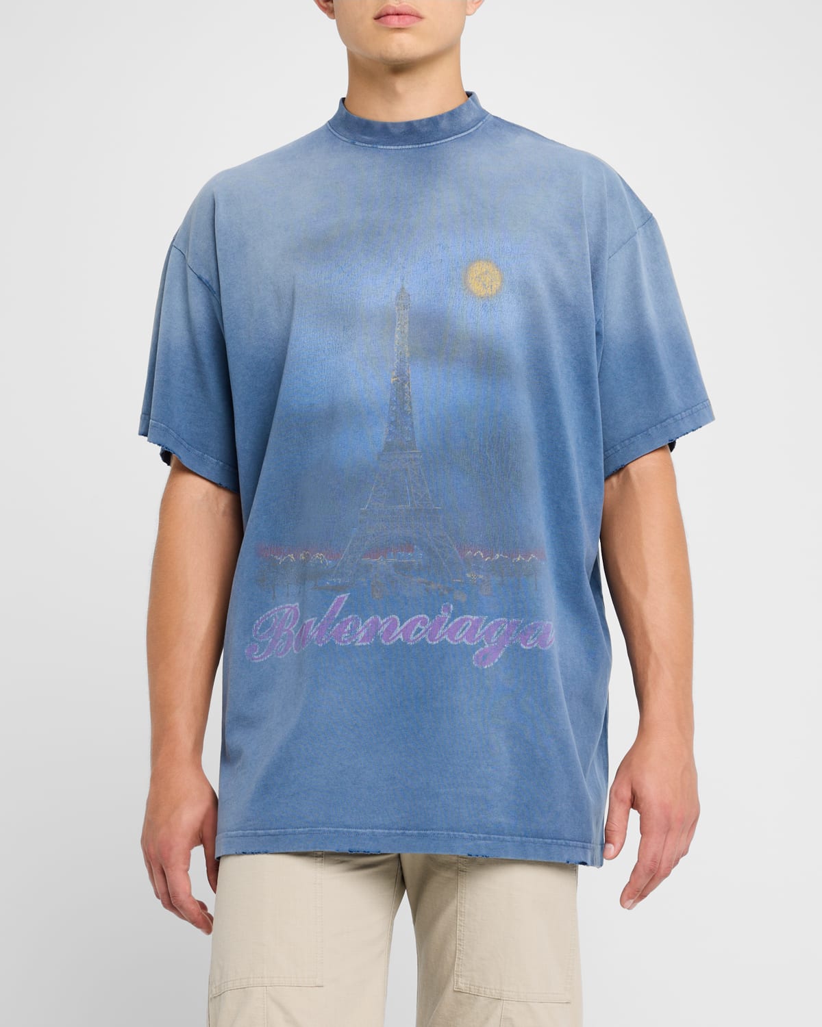 Balenciaga Men's Paris Moon Oversized T-Shirt | Neiman Marcus
