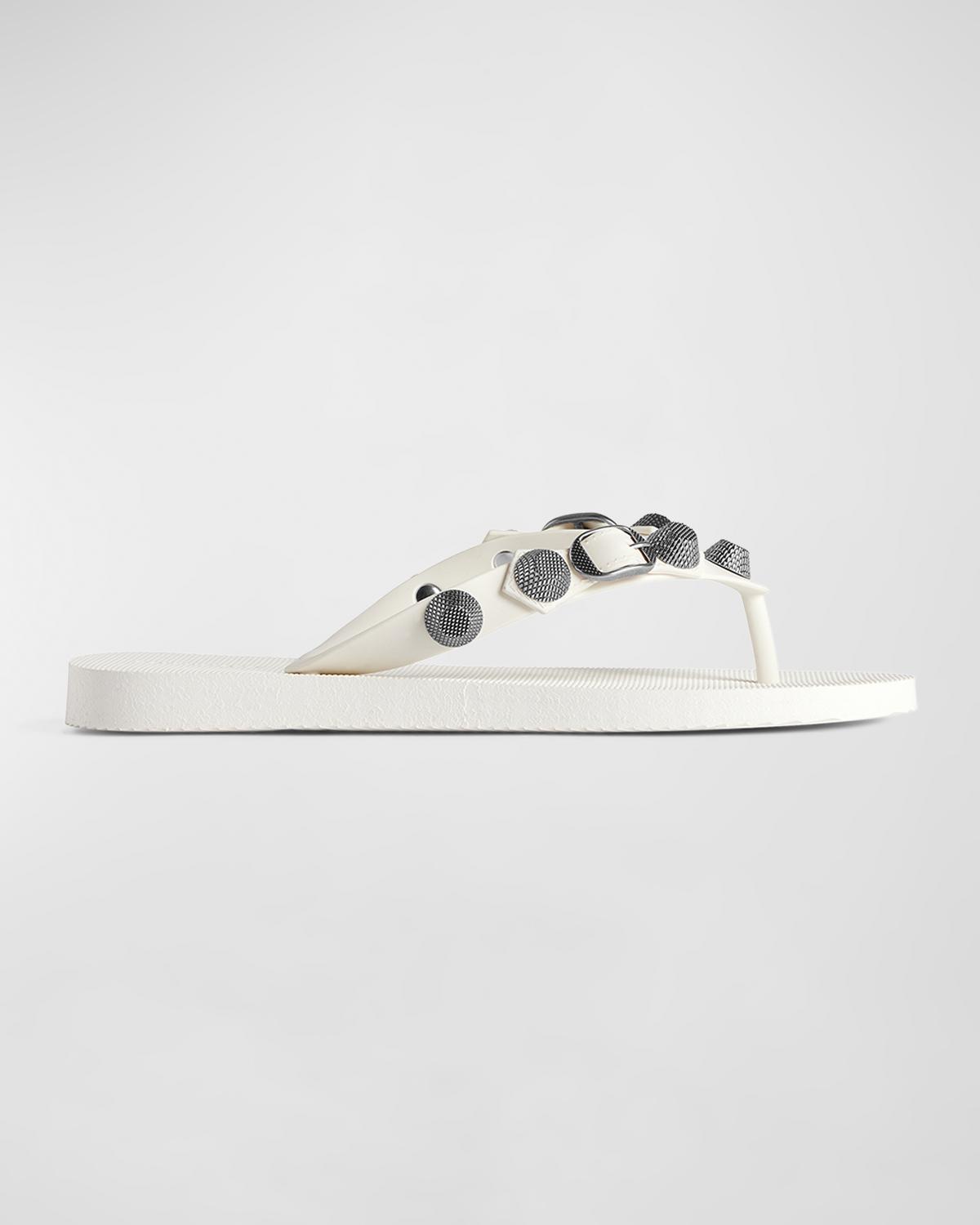 Balenciaga Cagole Studded Flip Flop Sandals | Neiman Marcus