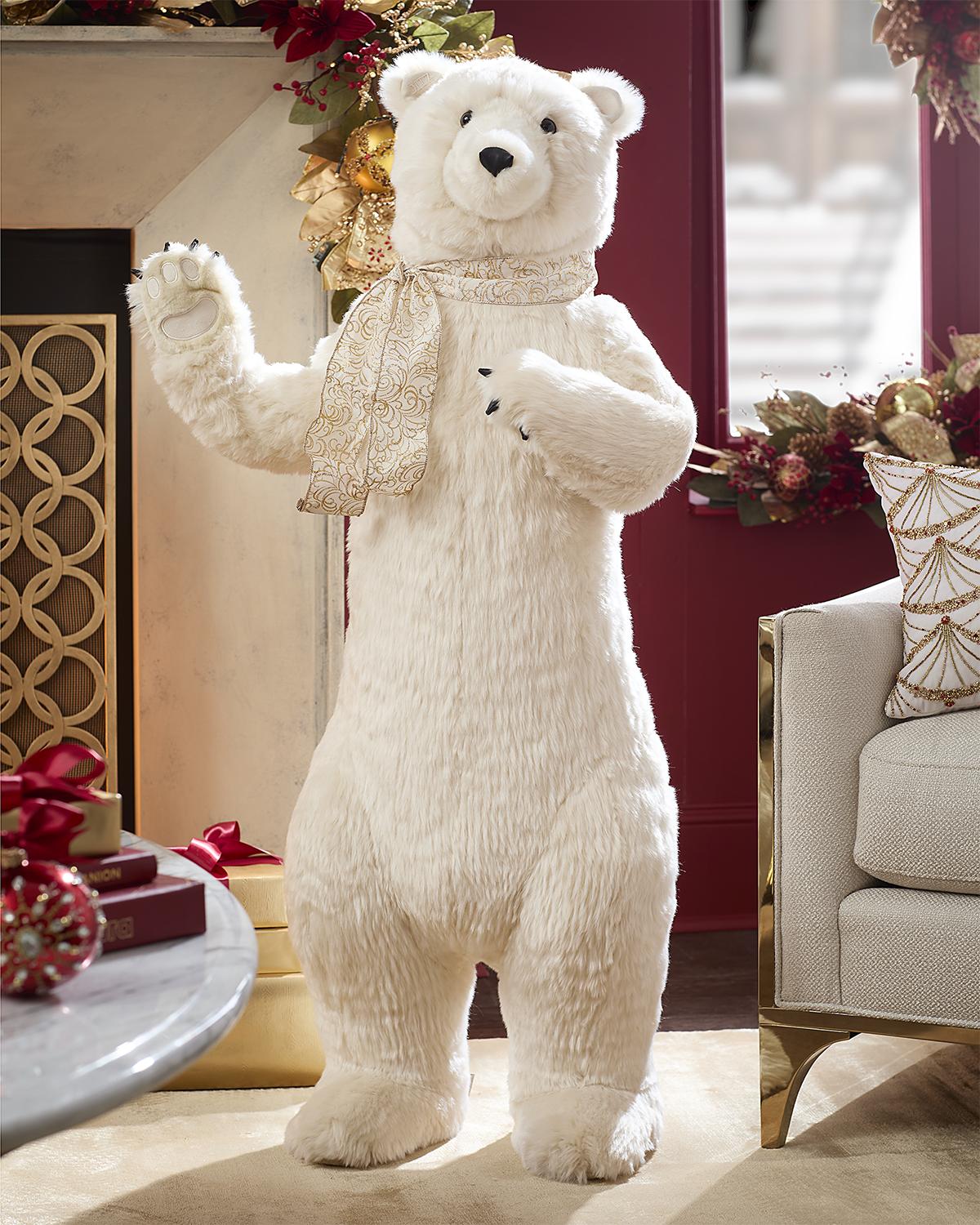 Ditz Designs Life-Size Golden Noel Standing Polar Bear, 48