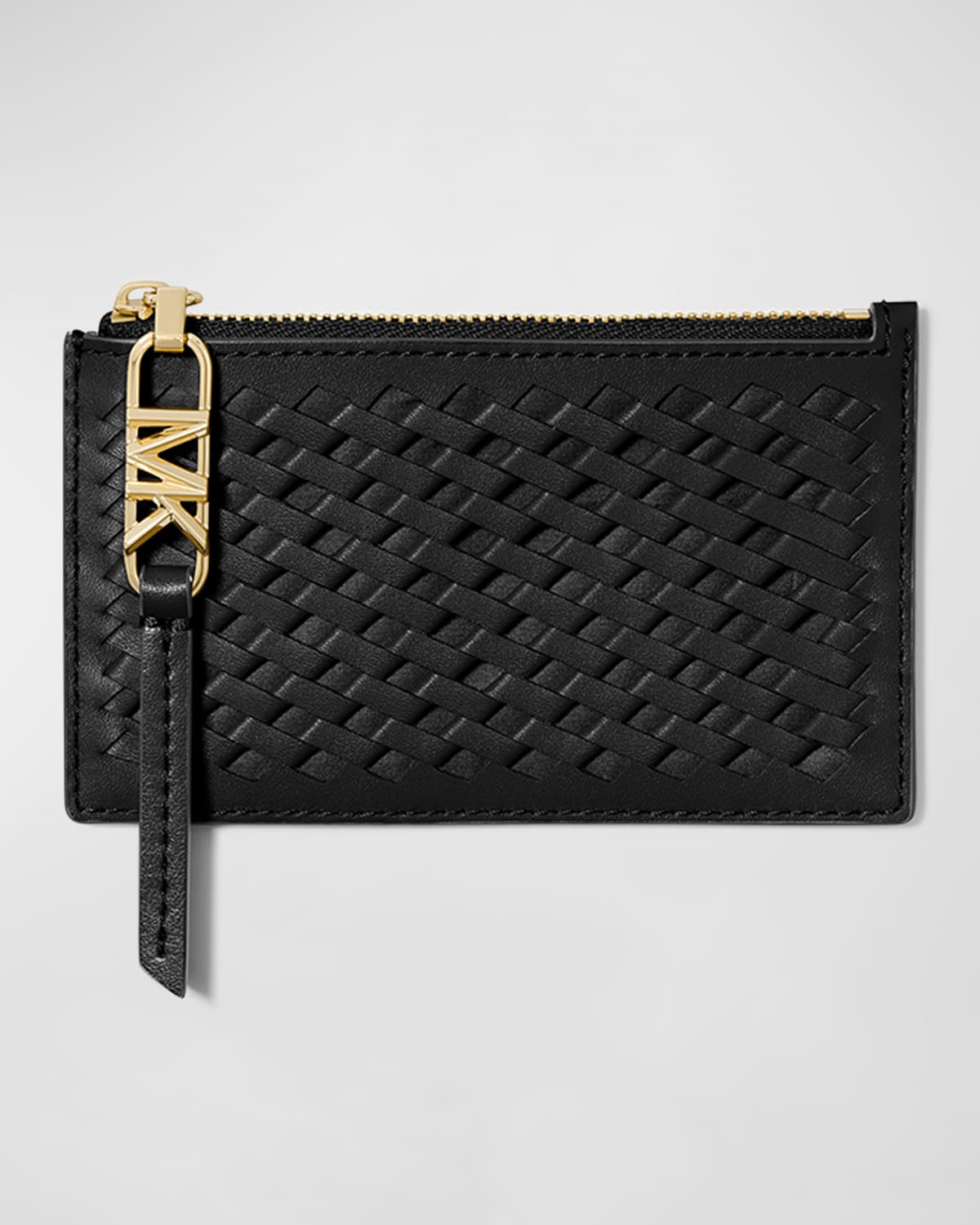 MICHAEL Michael Kors Empire Small Woven Leather Card Case