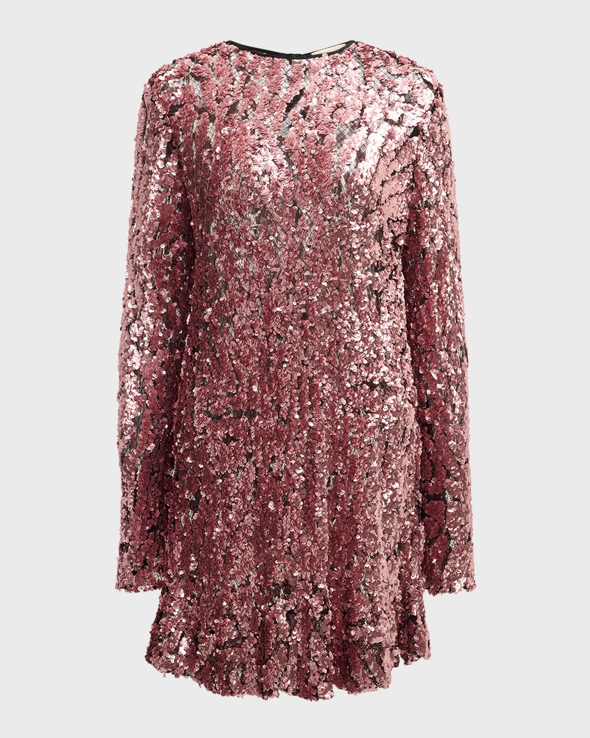 sequin long-sleeve mini shift dress