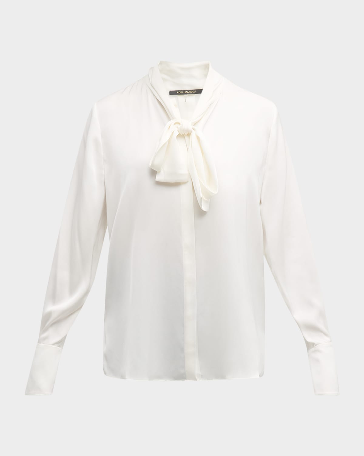 Joon Tie-Neck Button-Down Blouse in White