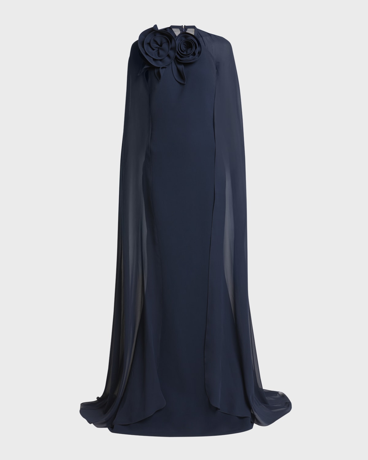 flower-neck cape trumpet gown