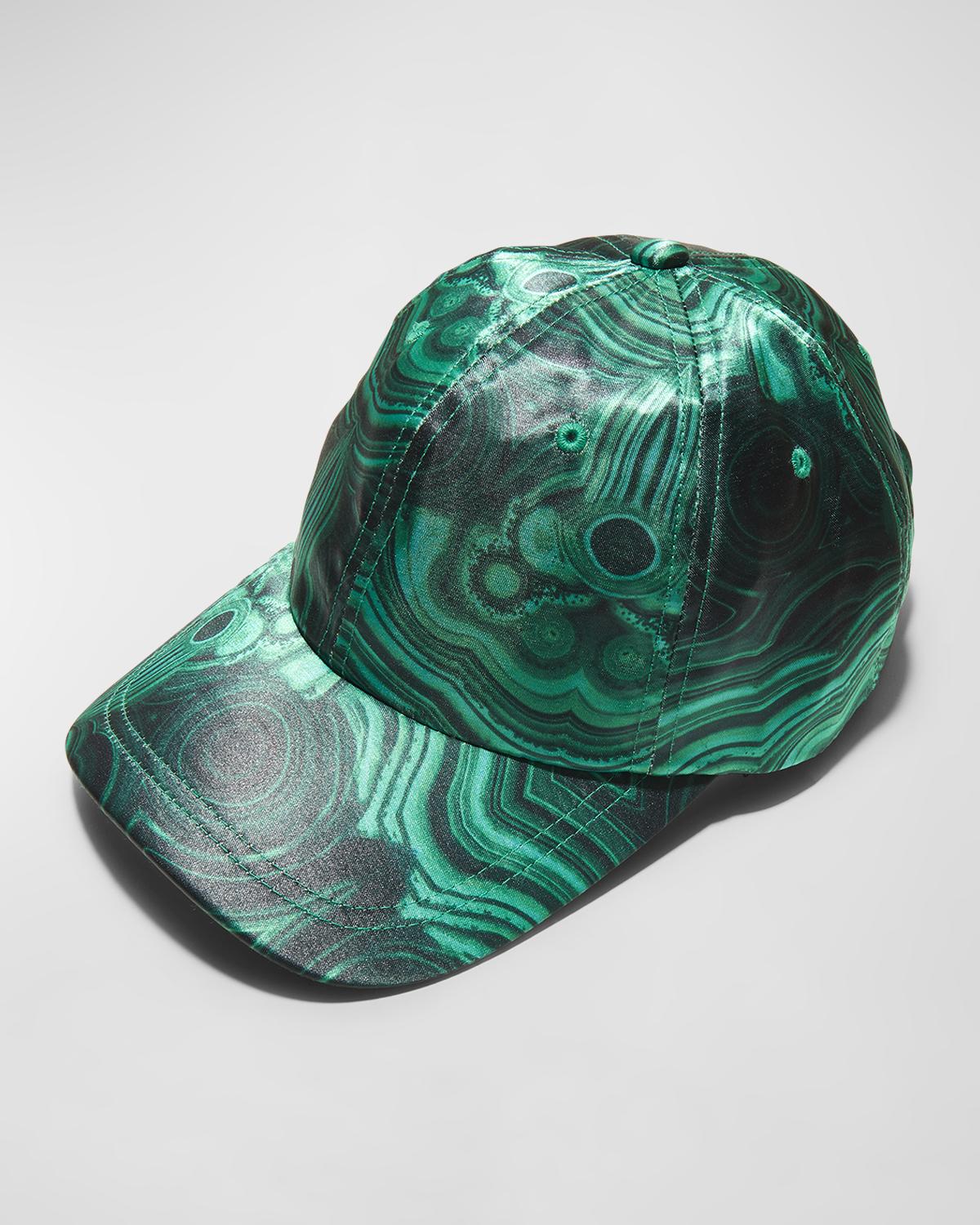 LELE SADOUGHI NWT AUTHENTIC MALACHITE PRINTED POLYSILK SPORT BASEBALL CAP Lele Sadoughi Women main image 2