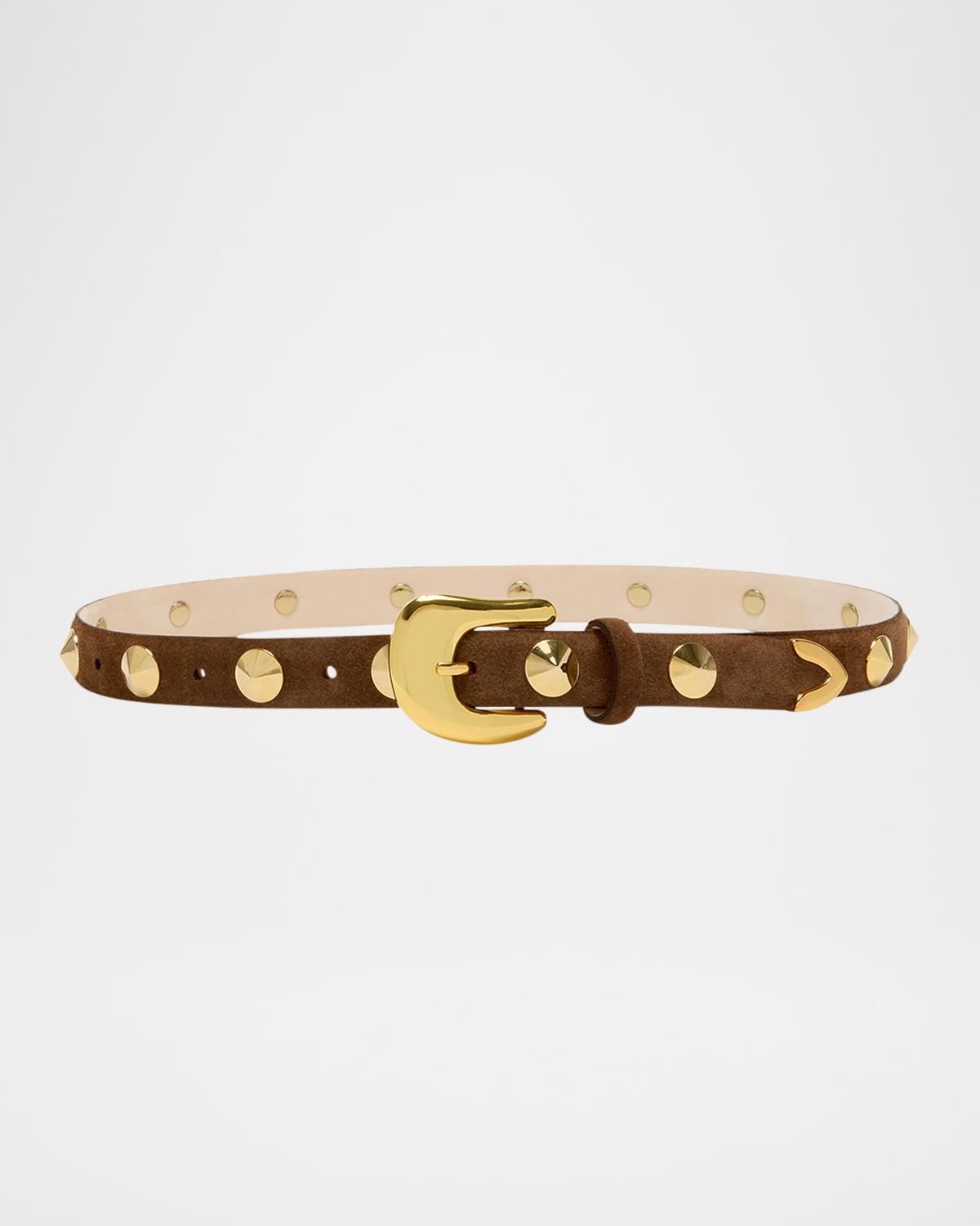 Aureum Collective Leather Studded Belt | Neiman Marcus