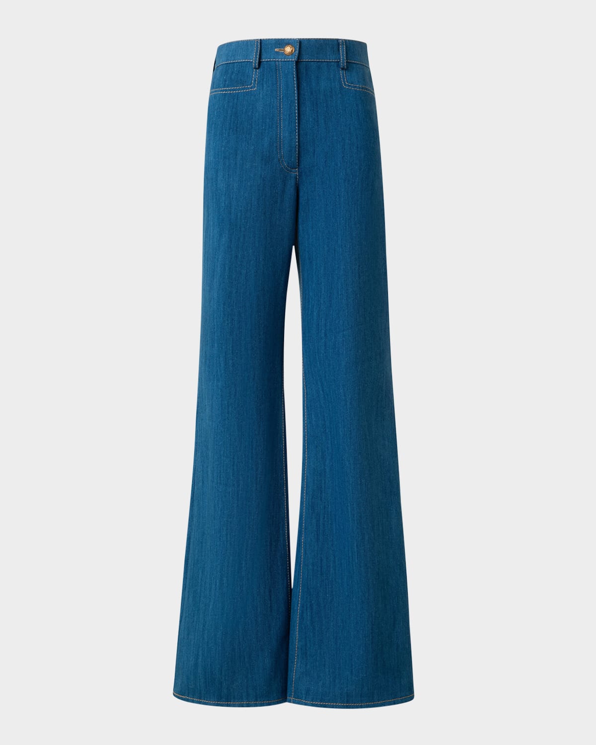 Akris punto Celia Cotton Stretch Denim Flare Pants | Neiman Marcus