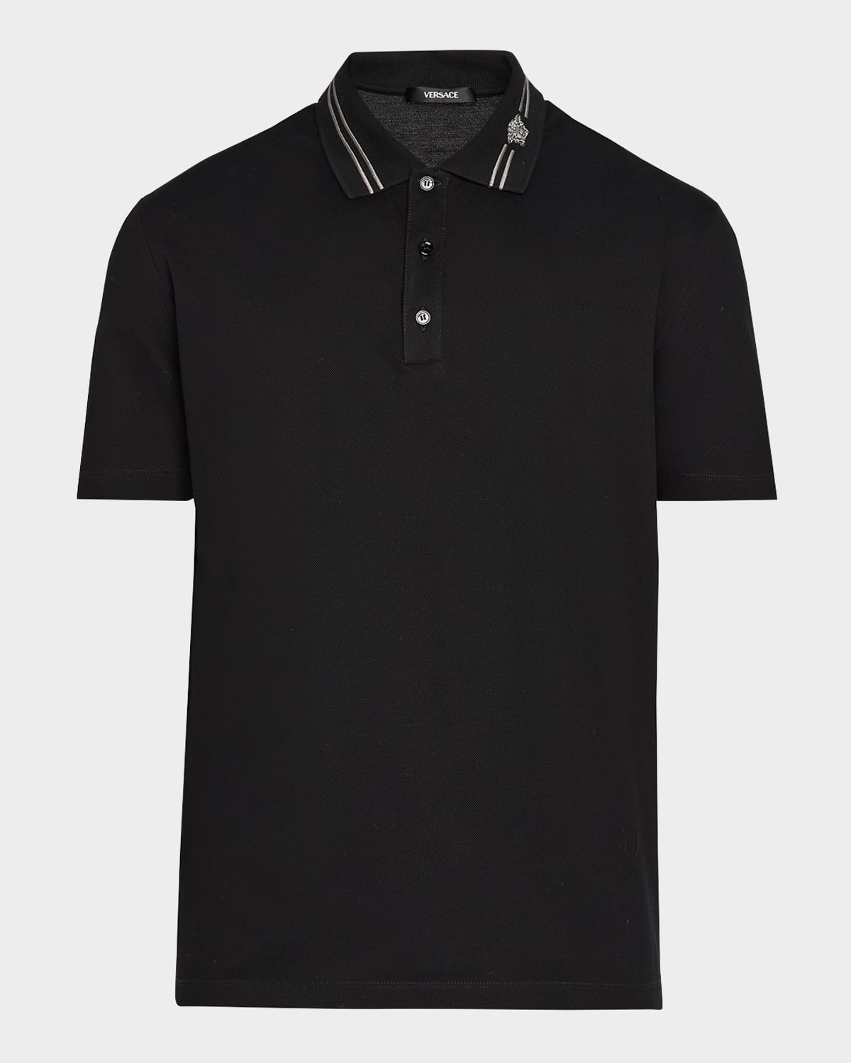 Men's Medusa-Collar Pique Polo Shirt | Neiman Marcus