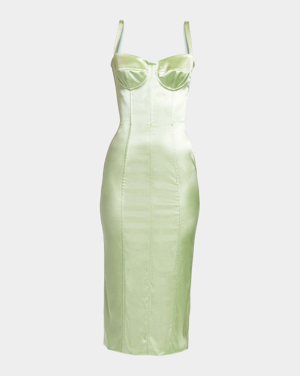 Dolce&Gabbana Corset Satin Stretch Longuette Midi Dress | Neiman