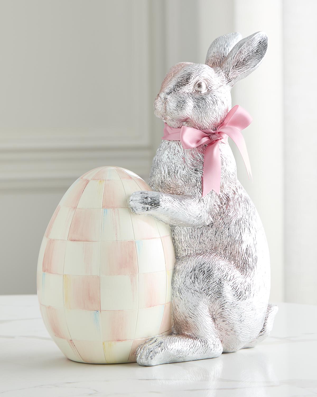 MacKenzie-Childs Rosy Check Silver Foil Bunny | Neiman Marcus