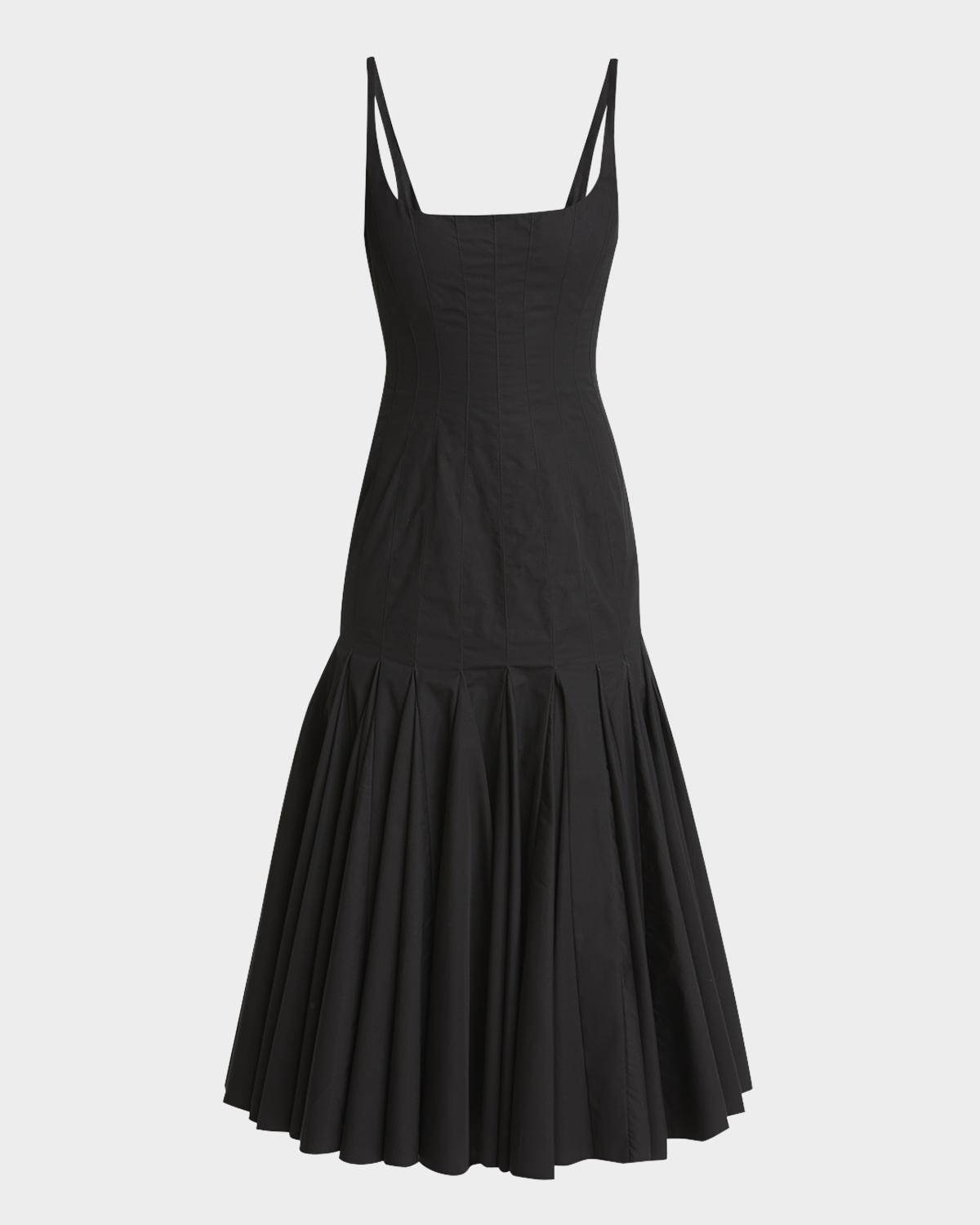 Jacquemus Agave Drop-Waist Pleated Flare Midi Dress | Neiman Marcus