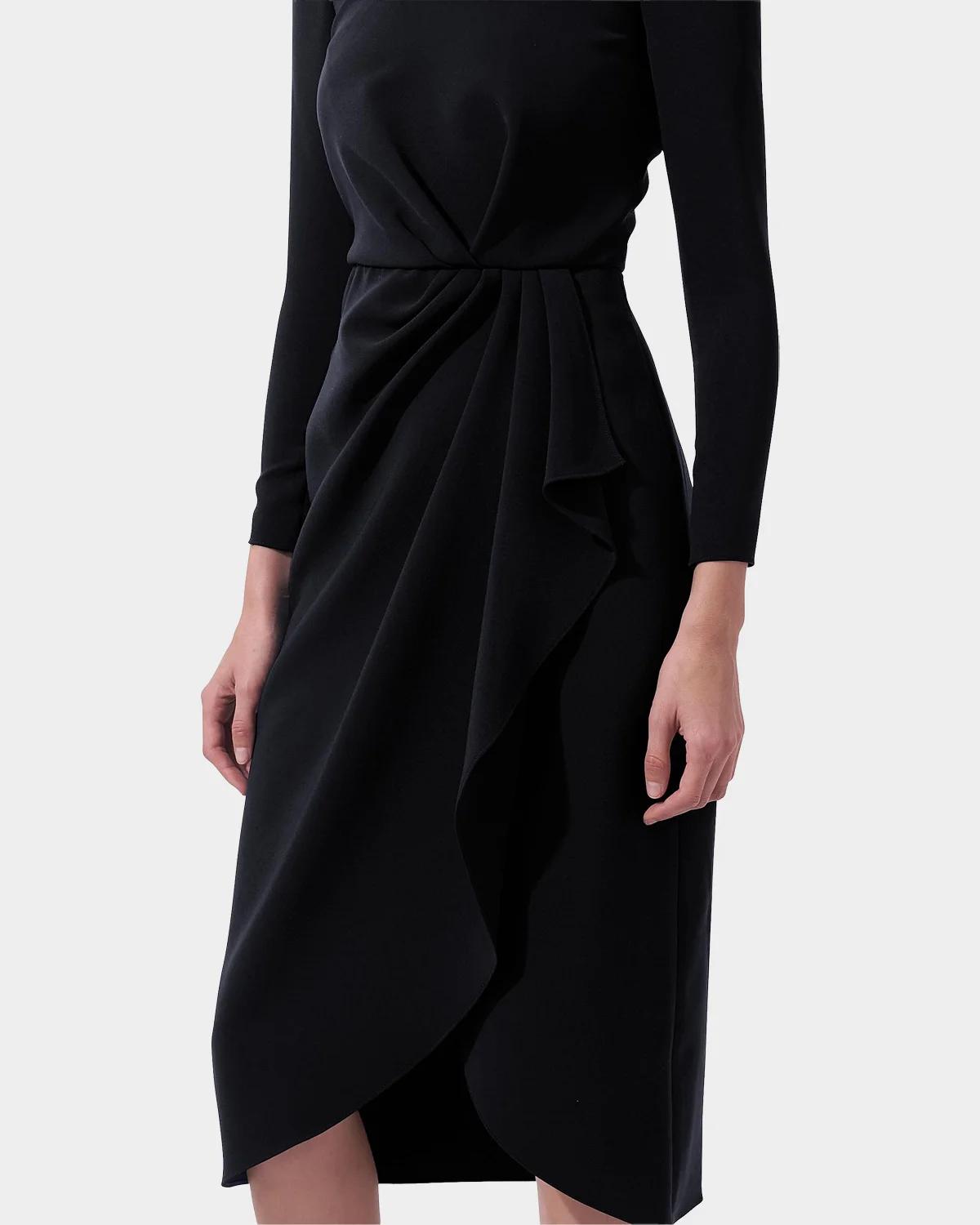 Draped Long-Sleeve Midi Dress - thumbnail 4