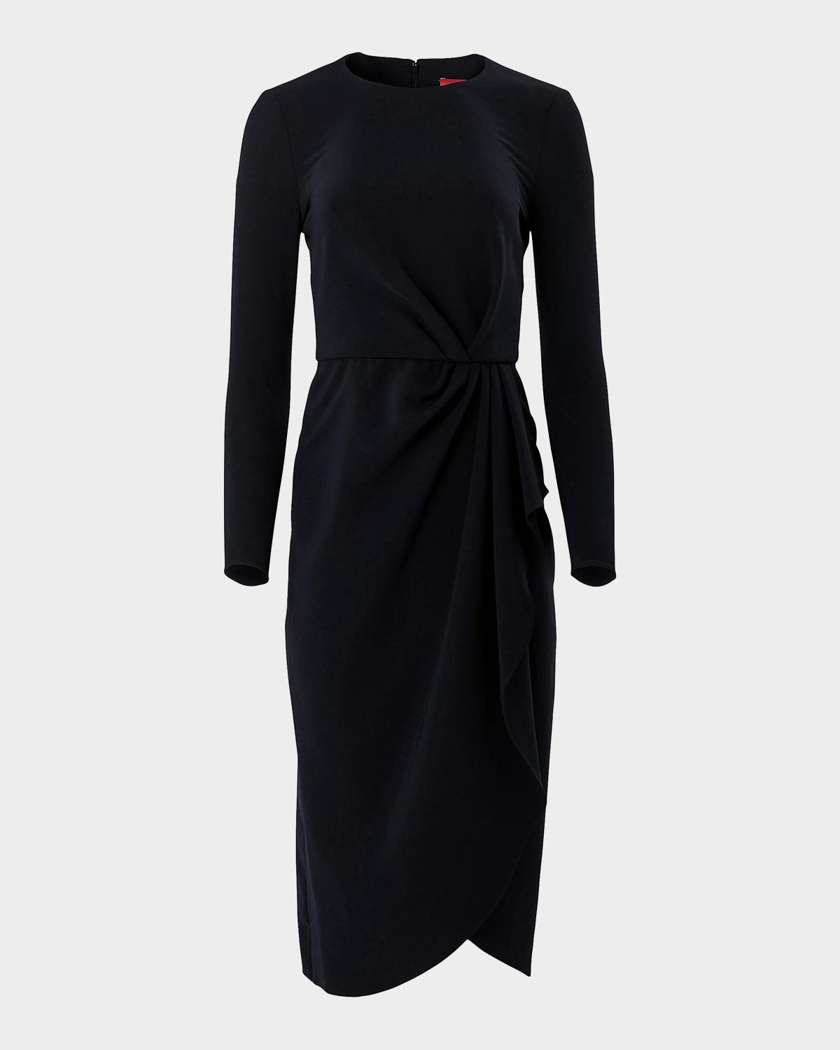 Draped Long-Sleeve Midi Dress - thumbnail 5