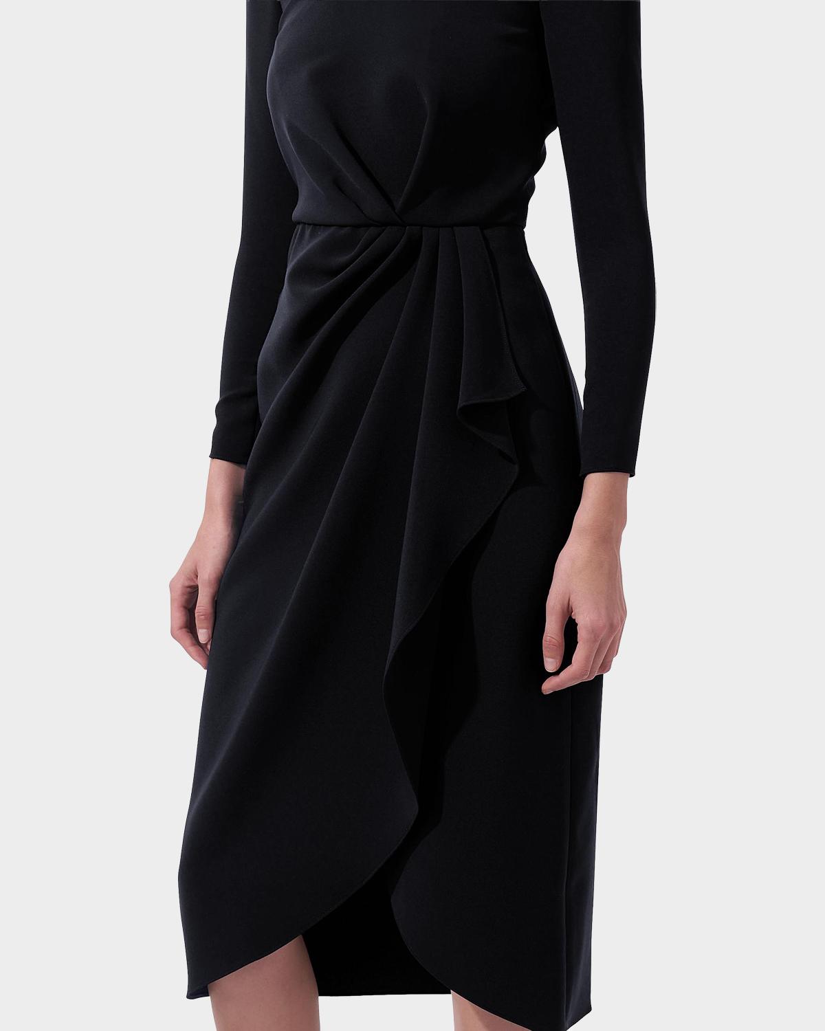 Draped Long-Sleeve Midi Dress - thumbnail 8