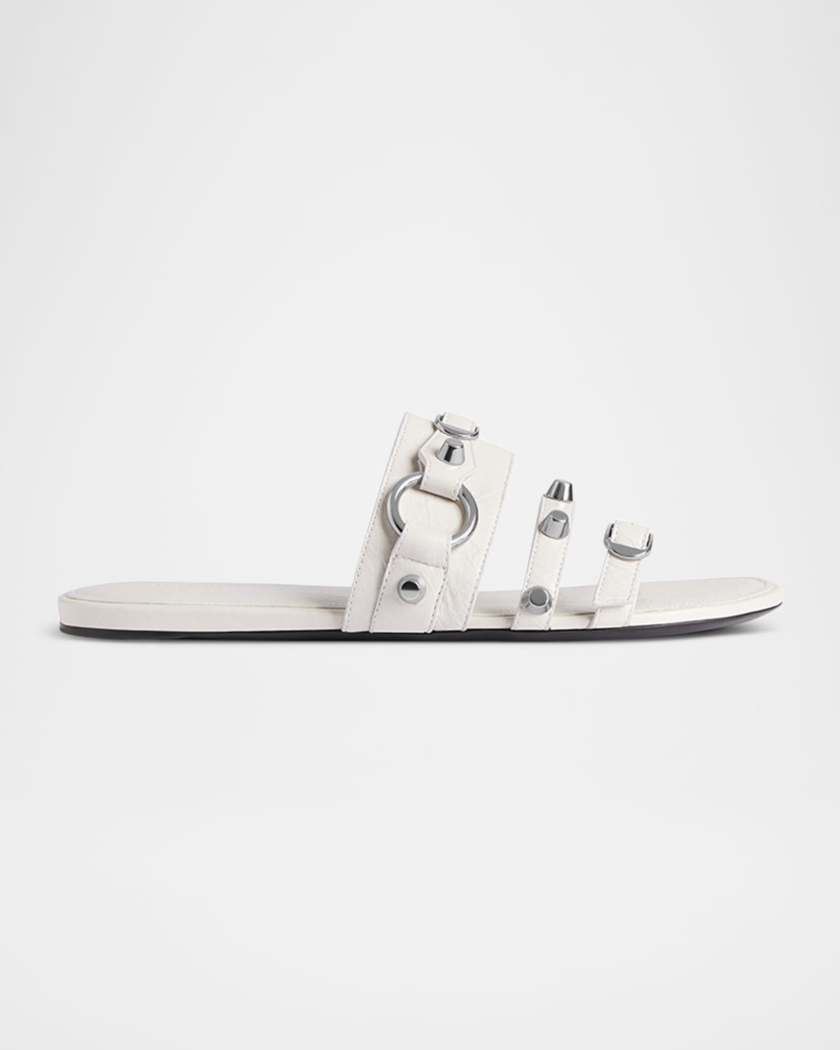 Balenciaga City Leather Triple-Band Slide Sandals | Neiman