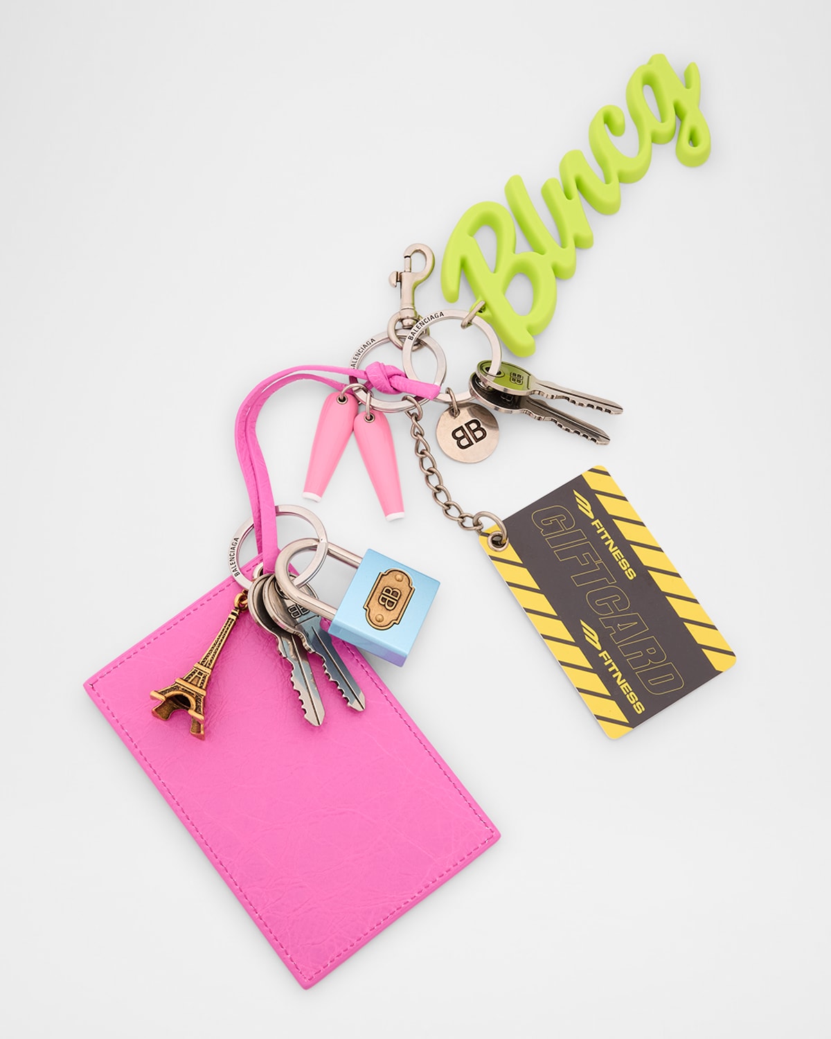 限定！即納！BALENCIAGA チャーム キーチェーン Subway Mirror Charm/keychain Subway Mirror in Glossy Pink/multicolored