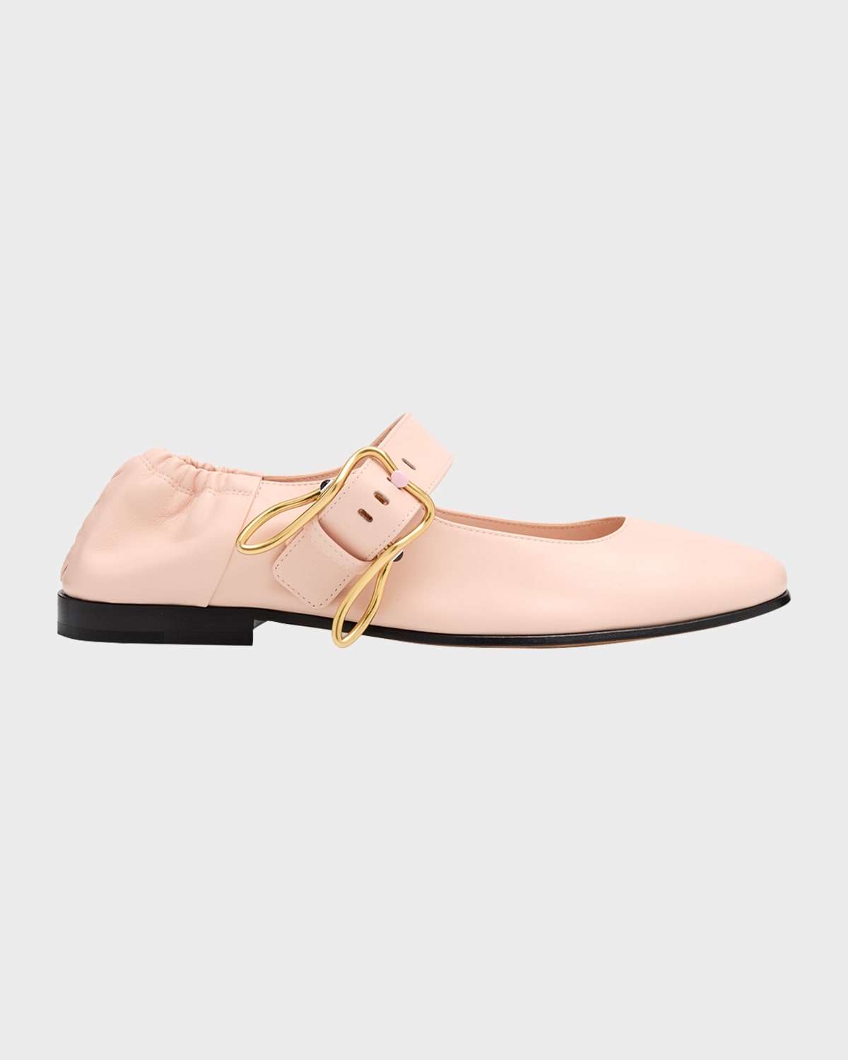 Bottega Veneta Astaire Leather Rabbit Mary Jane Ballerina Flats