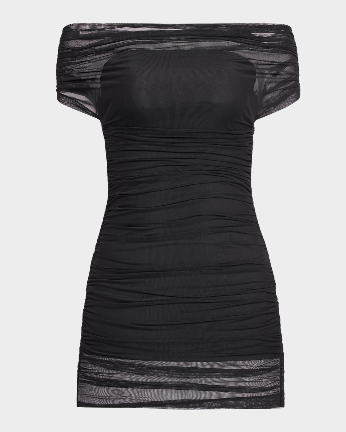 bella ruched mesh mini dress