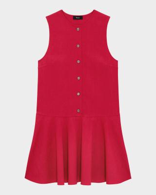 theory drop waist mini dress Theory Women's Sleeveless Linen Blend Mini Dress - Red - Size XL