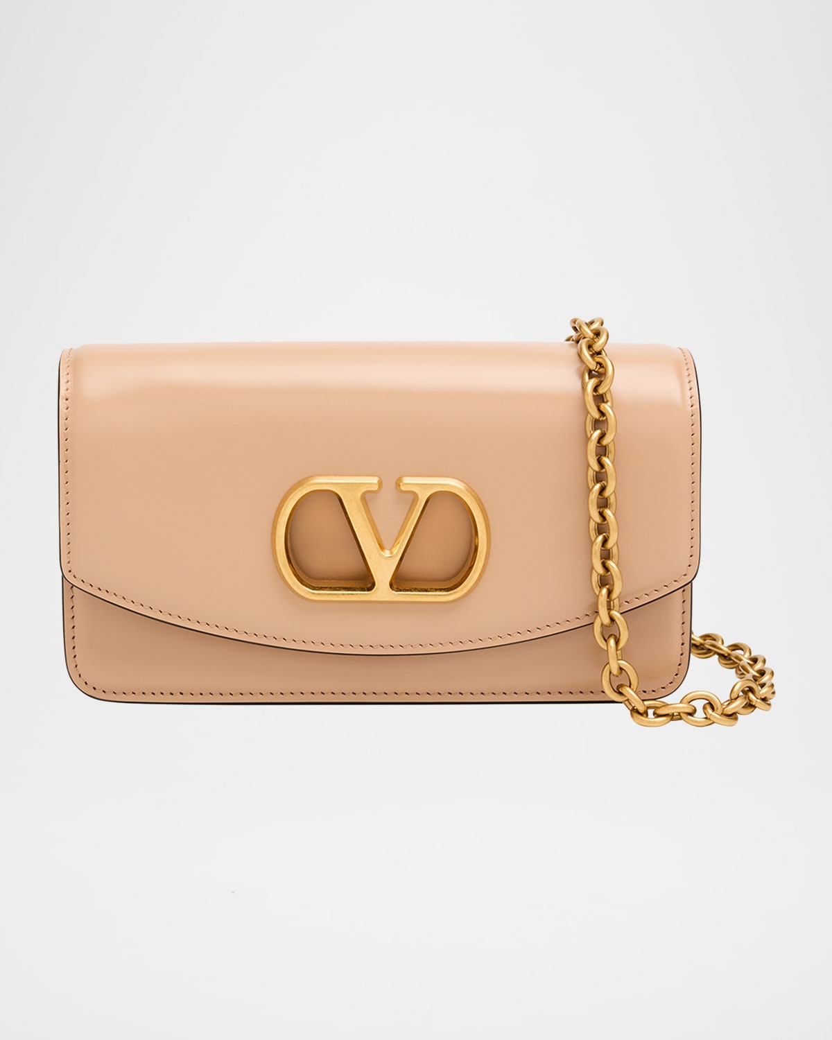 Valentino Garavani Vain Small Flap Leather Clutch Bag | Neiman Marcus