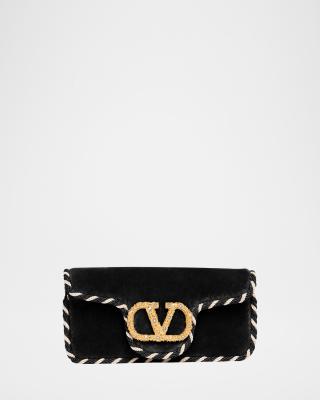 Valentino Garavani Loco VLOGO Velvet Clutch Bag | Neiman Marcus