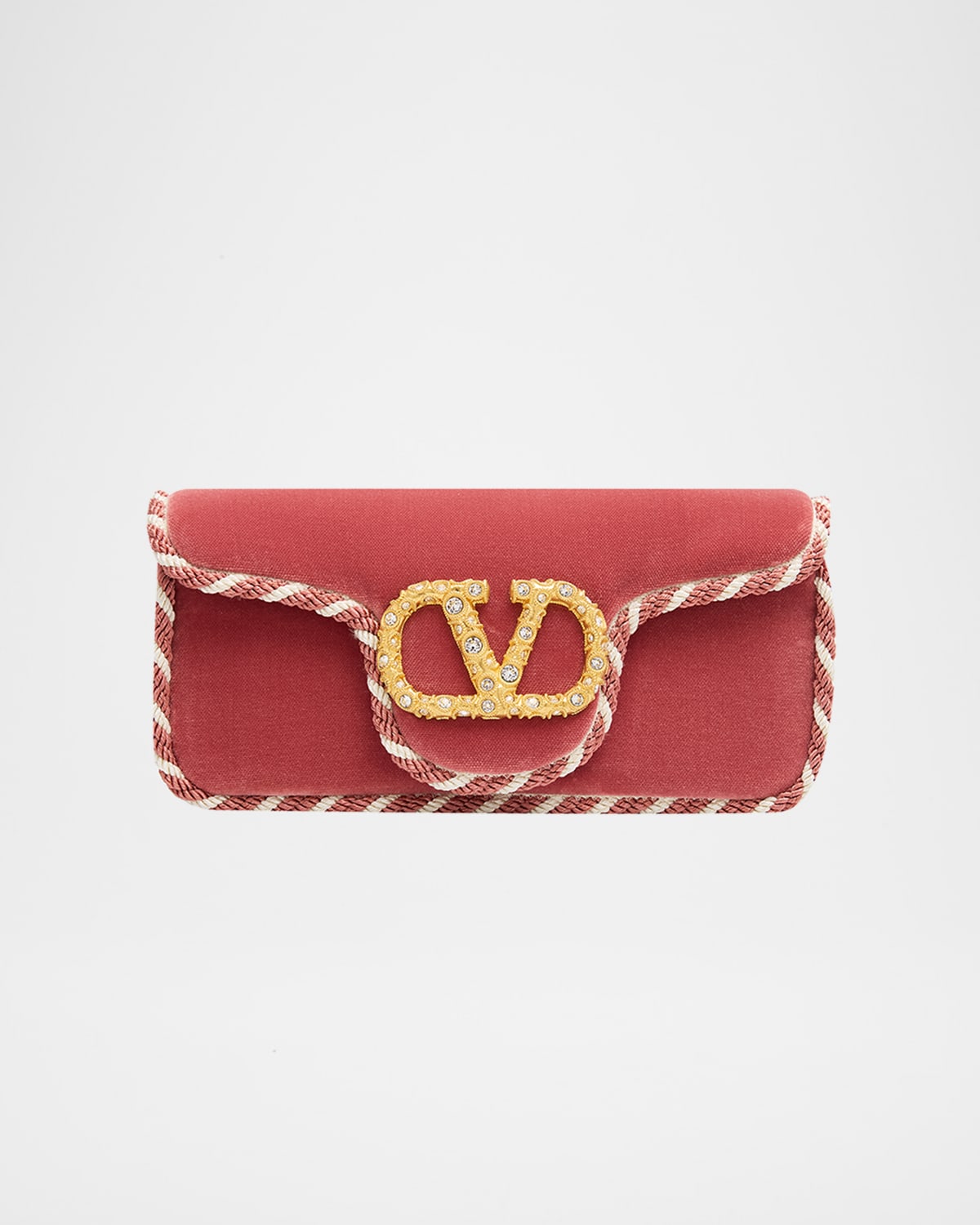 VALENTINO GO-CLUTCH 01 ライト チェーン付き Valentino Garavani Loco VLOGO Velvet Clutch Bag | Neiman Marcus