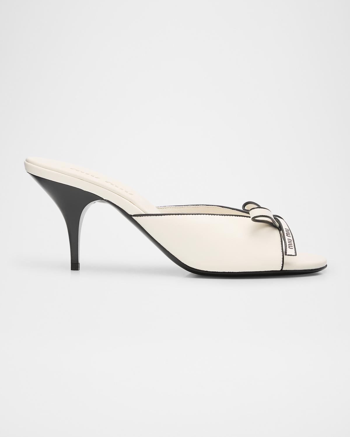 Miu Miu Nappa Leather Bow Mule Sandals | Neiman Marcus