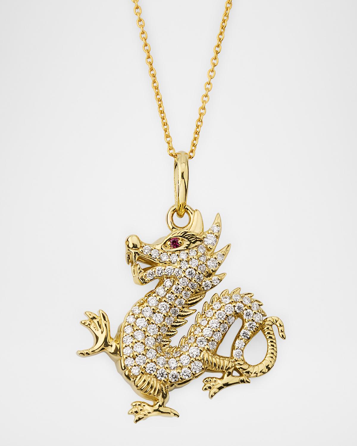 Roberto Coin 18K Yellow Gold Diamond Dragon Pendant Necklace