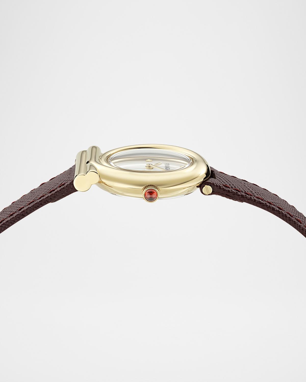 SALVATORE FERRAGAMO 28mm 간치니 트위스트 시계 사피아노 가죽 스트랩