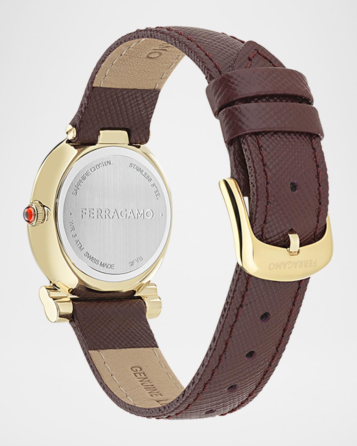 SALVATORE FERRAGAMO 28mm 간치니 트위스트 시계 사피아노 가죽 스트랩
