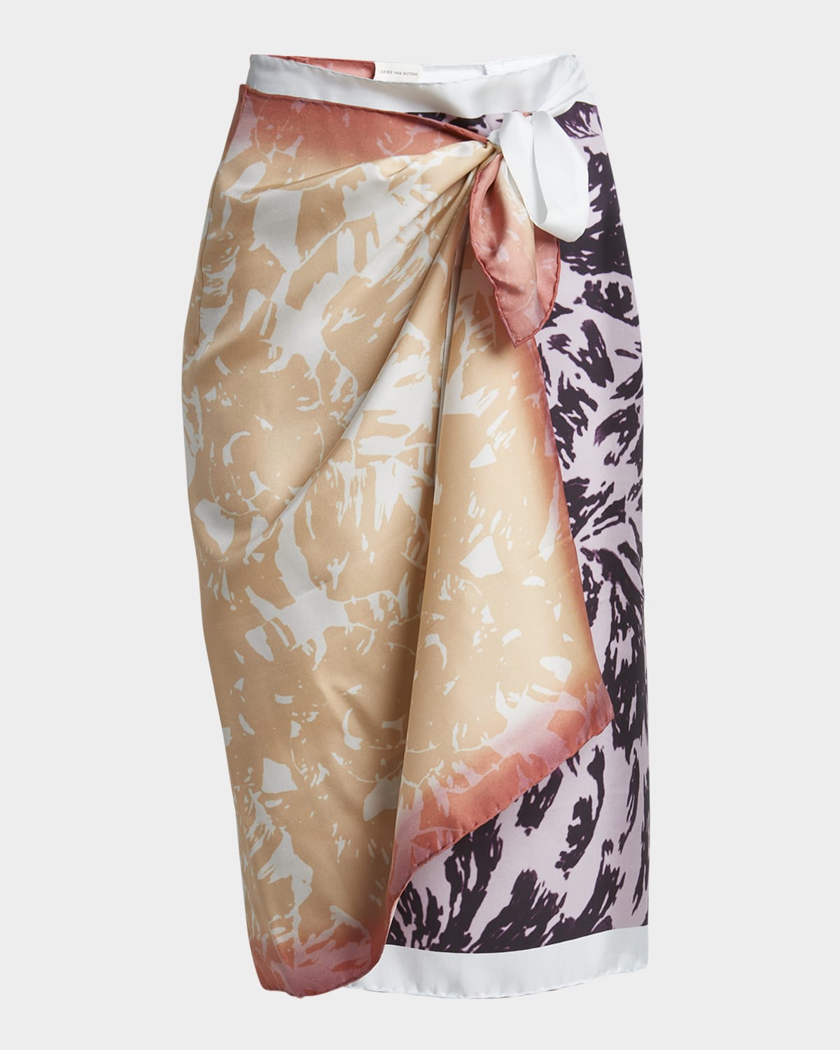 Dries Van Noten Printed Silk Wrap Skirt | Neiman Marcus
