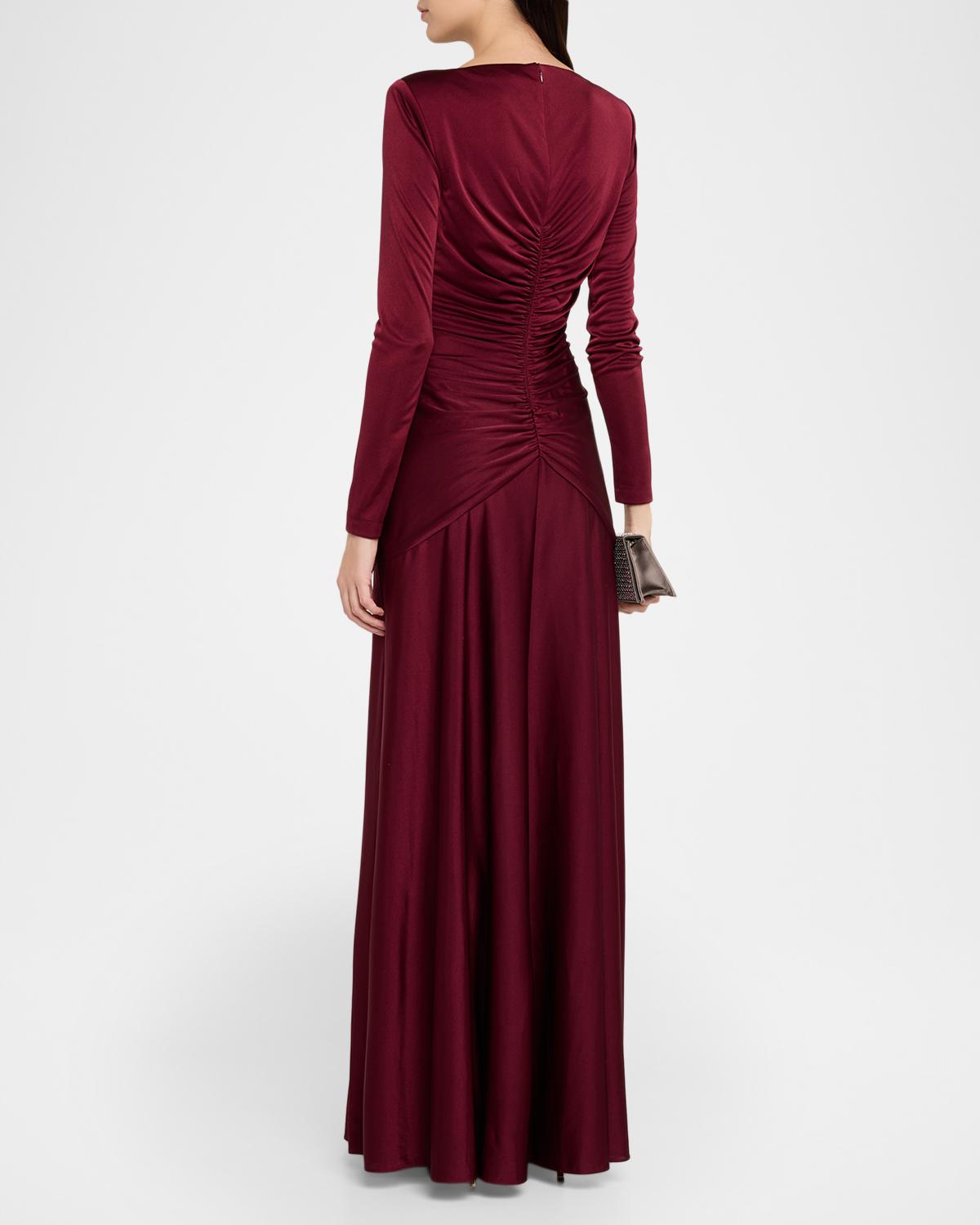 Thea Ruched Glossy Jersey Gown - thumbnail 3
