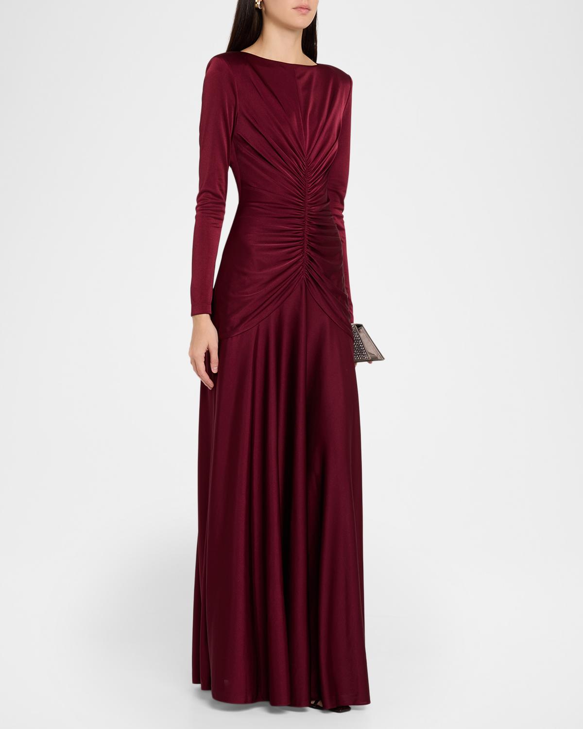 Thea Ruched Glossy Jersey Gown - thumbnail 4