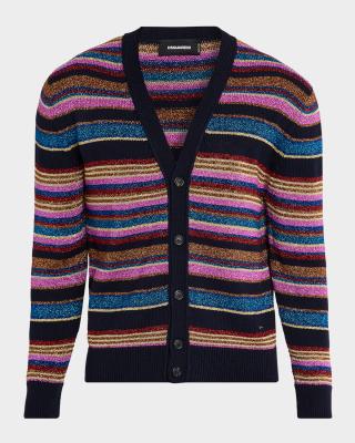Dsquared2 Men's Metallic Striped V-Neck Cardigan | Neiman Marcus