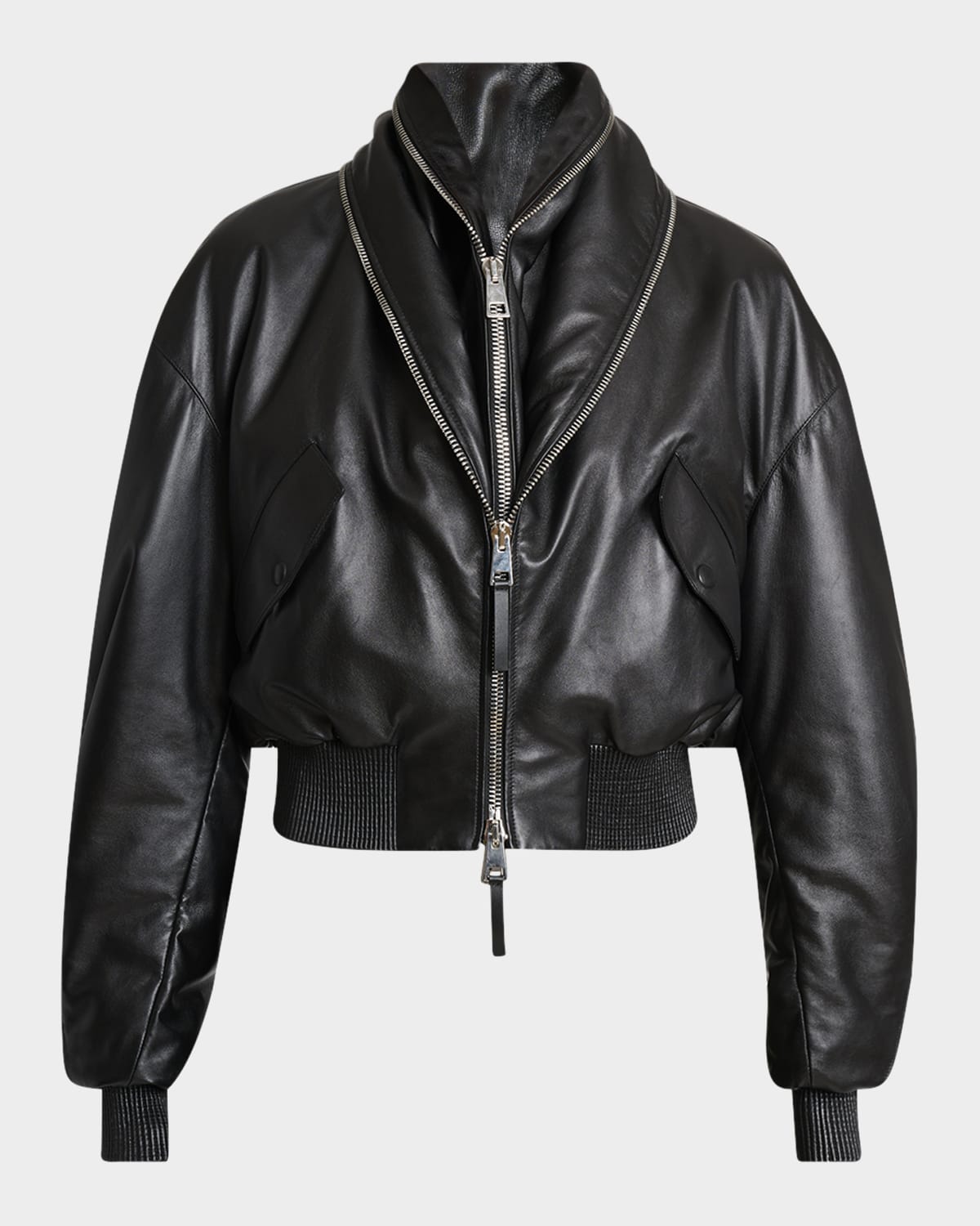ジャケット GIVENCHY Nylon bomber jacket with double zip Givenchy Double copper zip nylon bomber - Black | 16W0639041001
