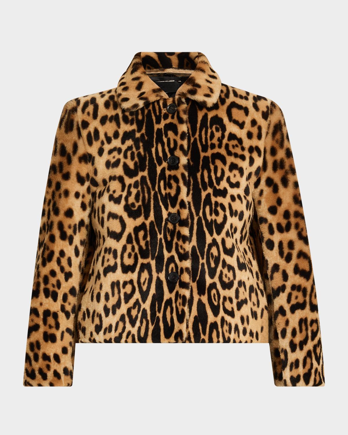 Nili Lotan Montmartre Leopard Shearling Cropped Jacket | Neiman Marcus